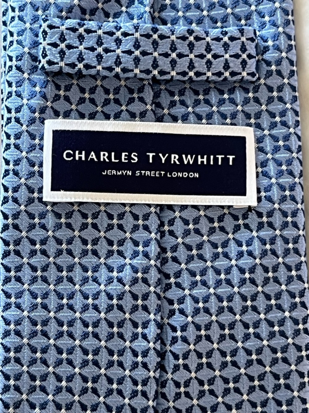 Charles Tyrwhitt Silk Tie Blue Geometric Classic Business - Picture 3 of 6